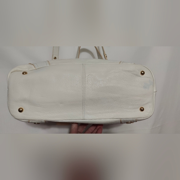 Emma Fox Newport Frame Off White and Beige Leather Satchel Crossbody - NWT - Picture 9 of 14